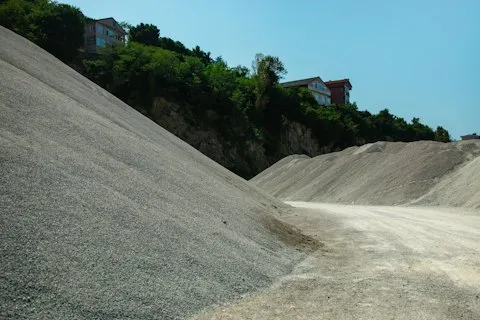 Stockpiles at the pit